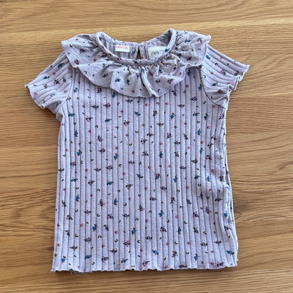 Zara Kids Floral Ruffle Tee - Light purple